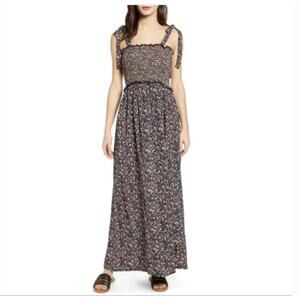 ANGIE Smocked ditsy floral‎ tie shoulder maxi summer dress cottagecore womans S